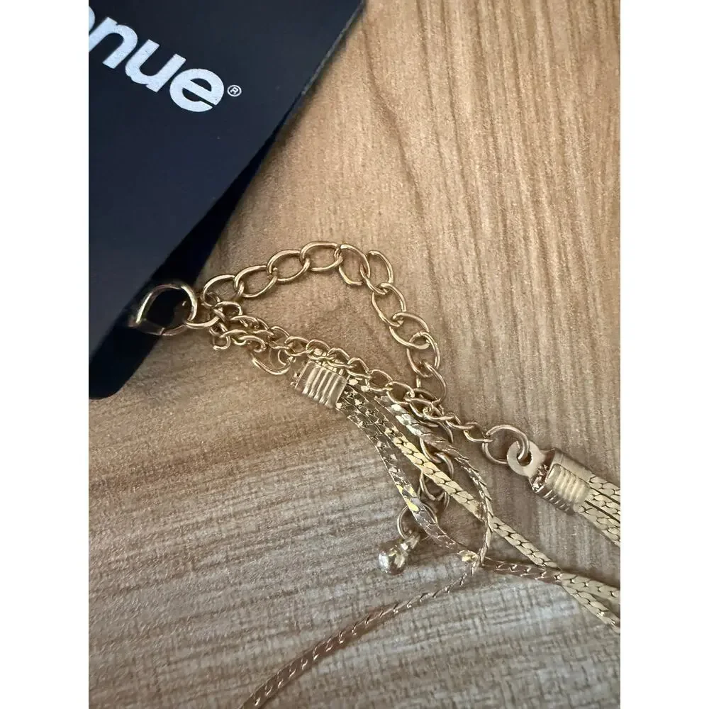 NWT AVENUE Multi-Strand Gold-Tone Snake Chain Necklaces